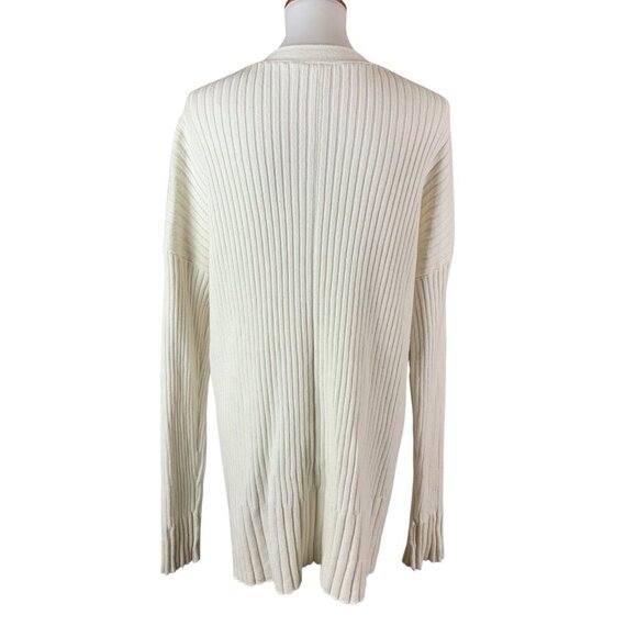 Calia Cream Ribbed Button Front Longline Cardigan Large - Picture 2 of 4